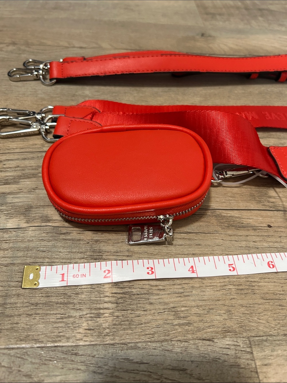 Steve Madden Red Jeweled Logo Structured Satchel with 2 straps - Picture 6 of 11